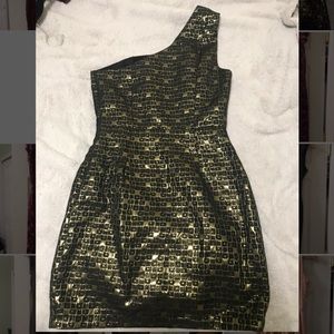 Forever 21 Black & Gold One Shoulder Dress